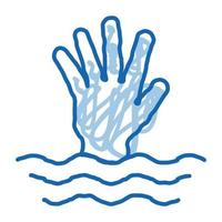 Salvataggio annegamento uomo scarabocchio icona mano disegnato illustrazione vettore