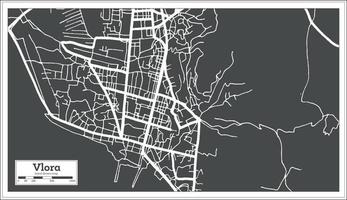 valona Albania città carta geografica nel nero e bianca colore nel retrò stile. schema carta geografica. vettore