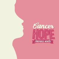 poster del mese di consapevolezza del cancro al seno con volto di donna vettore