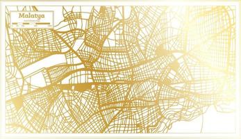 Malatya tacchino città carta geografica nel retrò stile nel d'oro colore. schema carta geografica. vettore