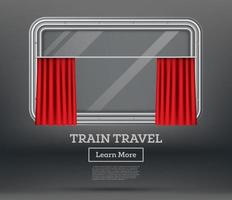 treno finestra con rosso tenda. treno viaggio. vettore