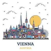 schema vienna Austria città orizzonte con colorato storico edifici isolato su bianca. vettore