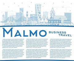 schema malmo Svezia città orizzonte con blu edifici e copia spazio. vettore