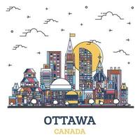 schema Ottawa Canada città orizzonte con colorato moderno edifici isolato su bianca. vettore