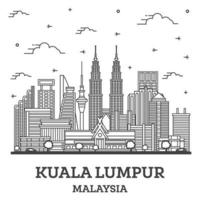 schema Kuala Lumpur Malaysia città orizzonte con moderno edifici isolato su bianca. vettore