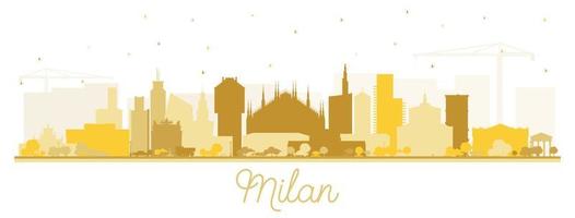 Milano Italia città orizzonte silhouette con d'oro edifici isolato su bianca. vettore