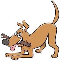 cartone animato cane personaggio animale comico con bastone vettore