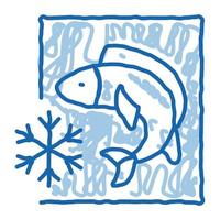 congelato pesce scarabocchio icona mano disegnato illustrazione vettore