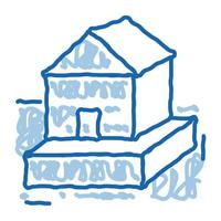 Casa su fondazione scarabocchio icona mano disegnato illustrazione vettore