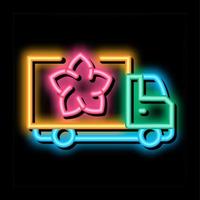 fiore negozio consegna camion neon splendore icona illustrazione vettore