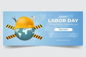 internazionale lavoratori giorno contento lavoro duro e faticoso giorno Maggio 1 ° bandiera con casco e attrezzatura illustrazione vettore