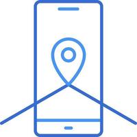 GPS tecnologia icona con blu duotone stile. informatica, diagramma, Scarica, file, cartella, grafico, il computer portatile . vettore illustrazione