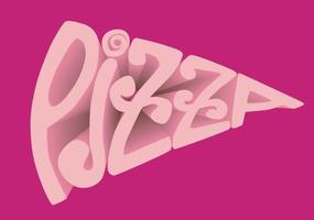 Pizza 3d scritta. Pizza logo modello. vettore emblema per un' bar, ristorante o cibo consegna servizio.
