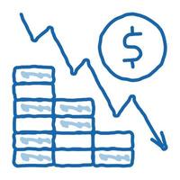 monetario declino scarabocchio icona mano disegnato illustrazione vettore