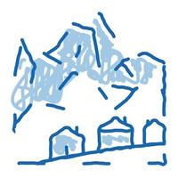 sciare ricorrere villaggio scarabocchio icona mano disegnato illustrazione vettore