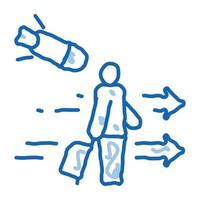 migratorio uomo turista scarabocchio icona mano disegnato illustrazione vettore