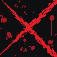 X rosso sangue schizzare strutturato spazzola ictus vettore sfondo isolato su nero piazza modello per sociale media inviare, tessile e carta Stampa, manifesto.