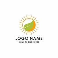 foglia e sole illustrazione logo vettore Perfetto per agricoltura e natura loghi