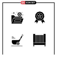 impostato di 4 solido stile icone per ragnatela e mobile glifo simboli per Stampa solido icona segni isolato su bianca sfondo 4 icona impostato creativo nero icona vettore sfondo