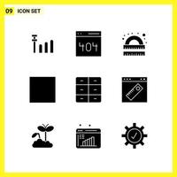 9 icona impostato semplice solido simboli glifo cartello su bianca sfondo per sito web design mobile applicazioni e Stampa media creativo nero icona vettore sfondo