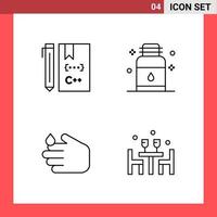 4 icona imballare linea stile schema simboli su bianca sfondo semplice segni per generale progettazione creativo nero icona vettore sfondo