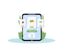 applicazione mobile di generi alimentari online vettore