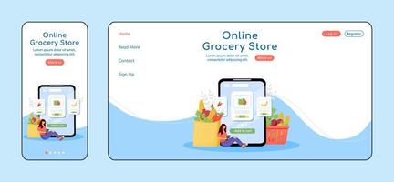 pagina di destinazione adattiva del negozio di alimentari online vettore