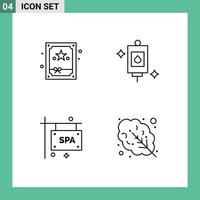 azione vettore icona imballare di 4 linea segni e simboli per regalo terme Borsa trattamento le foglie modificabile vettore design elementi