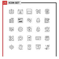 impostato di 25 moderno ui icone simboli segni per i soldi arte vacanza mic sim modificabile vettore design elementi