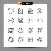 azione vettore icona imballare di 16 linea segni e simboli per infuso media giocatore annuncio media Festival modificabile vettore design elementi