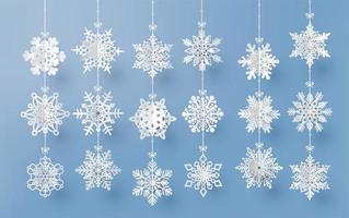 cartolina di Natale con fiocco di neve tagliata carta vettore