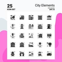 25 città elementi icona impostato 100 modificabile eps 10 File attività commerciale logo concetto idee solido glifo icona design vettore