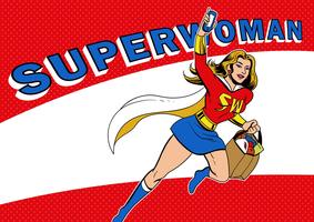 superwoman in stile pop retrò vettore
