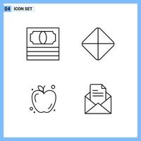 4 icone linea stile creativo schema simboli nero linea icona cartello isolato su bianca sfondo creativo nero icona vettore sfondo