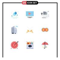 9 universale piatto colore segni simboli di moneta sciabola presentazione scherma ufficio modificabile vettore design elementi