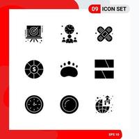 9 universale solido glifo segni simboli di la modifica frizioni aiuto orso moneta modificabile vettore design elementi