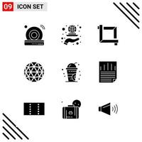 pixel Perfetto impostato di 9 solido icone glifo icona impostato per web progettazione e mobile applicazioni interfaccia creativo nero icona vettore sfondo