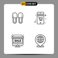 4 nero icona imballare schema simboli segni per di risposta disegni su bianca sfondo 4 icone impostato creativo nero icona vettore sfondo