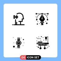 4 solido nero icona imballare glifo simboli per mobile applicazioni isolato su bianca sfondo 4 icone impostato creativo nero icona vettore sfondo
