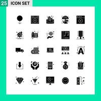 25 solido glifo concetto per siti web mobile e applicazioni Mac App mobile funghi autunno modificabile vettore design elementi