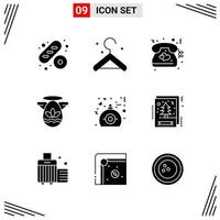 9 icone solido stile griglia basato creativo glifo simboli per sito web design semplice solido icona segni isolato su bianca sfondo 9 icona impostato creativo nero icona vettore sfondo
