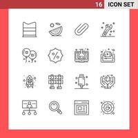 azione vettore icona imballare di 16 linea segni e simboli per compleanno chiave inglese vacanza attrezzo Inserisci modificabile vettore design elementi
