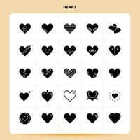 solido 25 cuore icona impostato vettore glifo stile design nero icone impostato ragnatela e mobile attività commerciale idee design vettore illustrazione