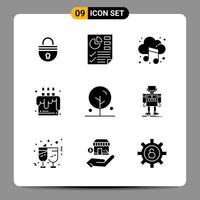 9 nero icona imballare glifo simboli segni per di risposta disegni su bianca sfondo 9 icone impostato vettore