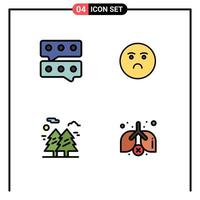 4 riga piena piatto colore concetto per siti web mobile e applicazioni bolla natura emoji triste parco modificabile vettore design elementi