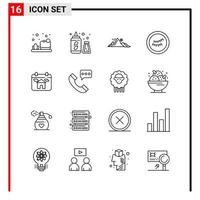 16 generale icone per sito web design Stampa e mobile applicazioni 16 schema simboli segni isolato su bianca sfondo 16 icona imballare vettore