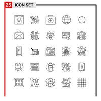 25 generale icone per sito web design Stampa e mobile applicazioni 25 schema simboli segni isolato su bianca sfondo 25 icona imballare