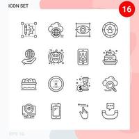 vettore imballare di 16 icone nel linea stile creativo schema imballare isolato su bianca sfondo per ragnatela e mobile