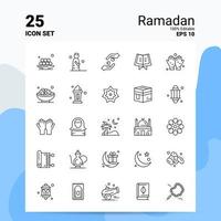 25 Ramadan icona impostato 100 modificabile eps 10 File attività commerciale logo concetto idee linea icona design vettore