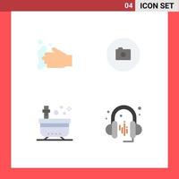 4 universale piatto icone impostato per ragnatela e mobile applicazioni pulizia bellezza lavare di base vasca modificabile vettore design elementi